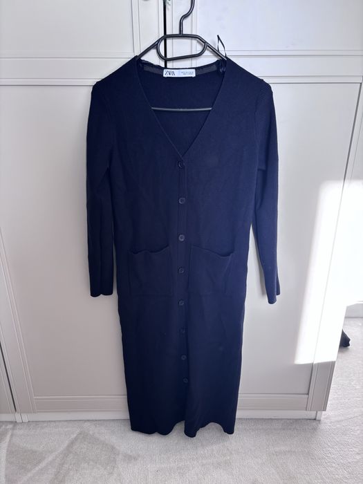 Granatowa Dzianinowa sukienka swerer Zara 36