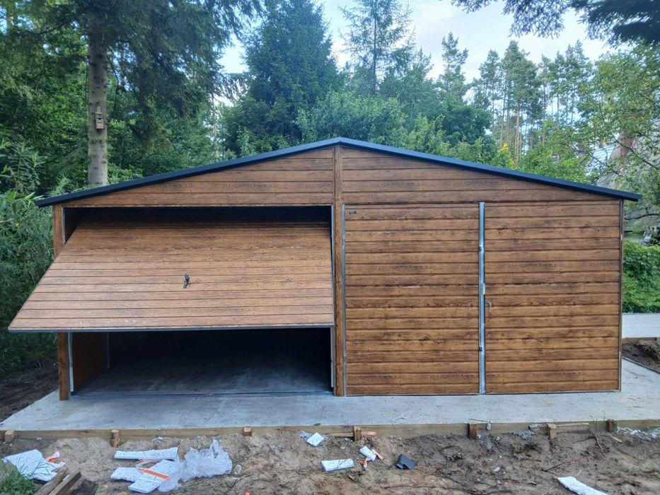 Garaż blaszany 5x7 drewnopodobny, garaże 4x6,5x6,6x6,7x6 z profili,