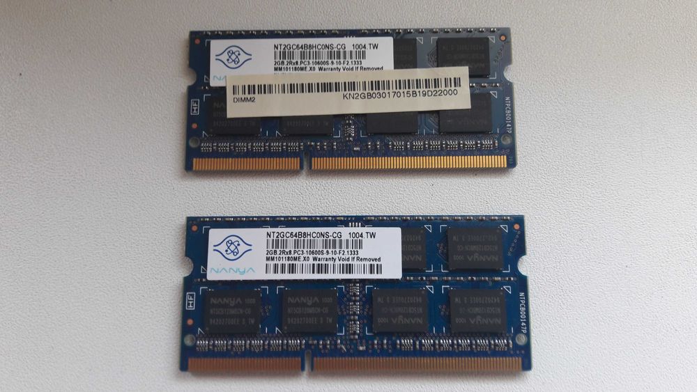 Pamięć RAM do laptopa 2GB x 2 - DDR3 PC3 10600S