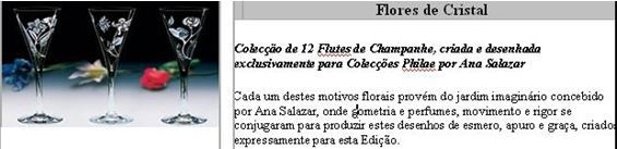 Copos (12 flutes) de cristal, concepção e desenhosde Ana Salazar