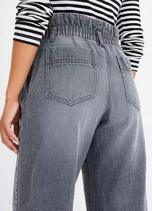 B.P.C szare jeansy szerokie wysoki stan z falbanką ^46