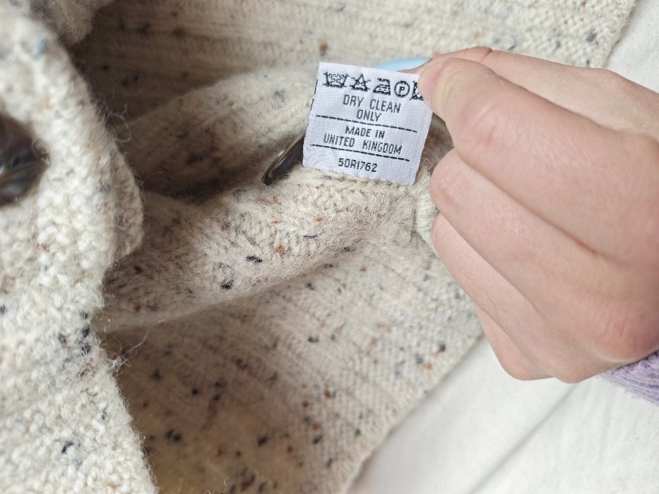Kardigan damski 100% wełna miękki mięsisty ciepły tweed oversize