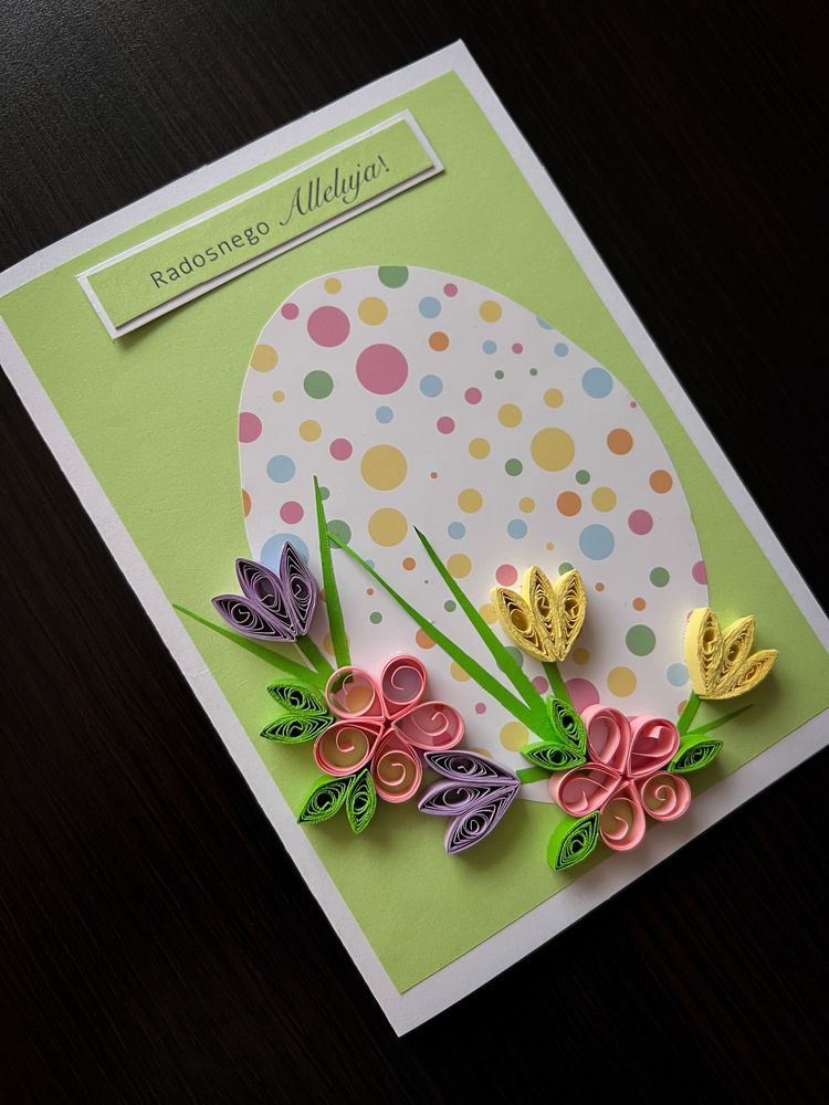 Kartka wielkanocna, ręcznie robiona, quilling, wielkanoc
