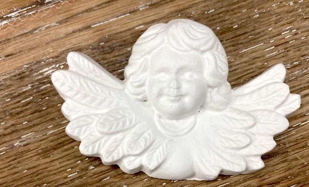 Gipsowe białe Aniołki, 3 szt., do stroika, dekoracji Christmas 5 cm