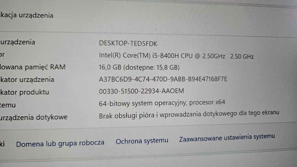 Laptop Dell Latitude 5491 - i5-8400H/16GB/256GB/ Win11 + stacja dokuja