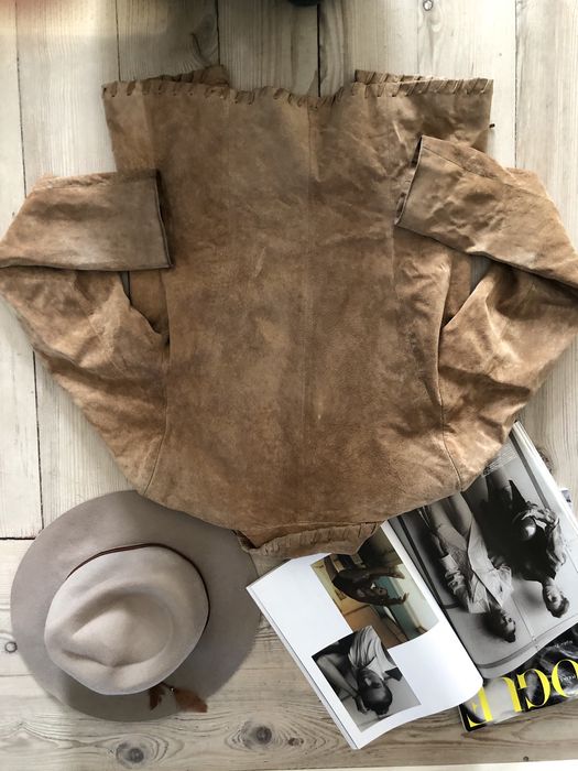 Kurtka skorzana marynarka western z fredzlami skora real leather