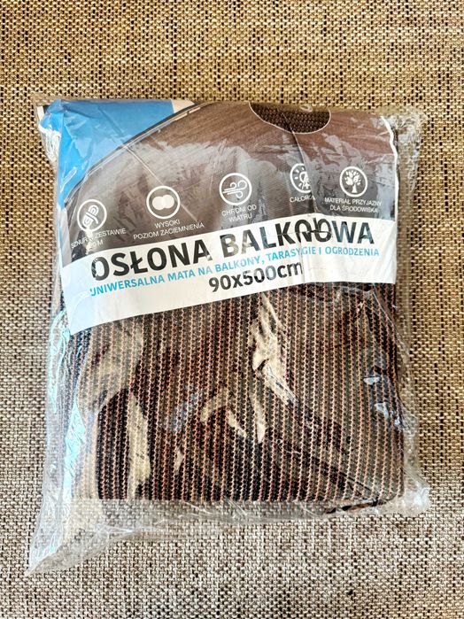 Nowa! osłona balkonowa 90x500cm brąz/ratan wenge DecoTeam