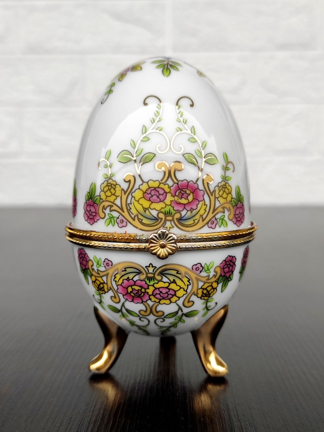 Vintage! Szkatulka.Jajko wielkanocne porcelanowe w stylu Faberge.