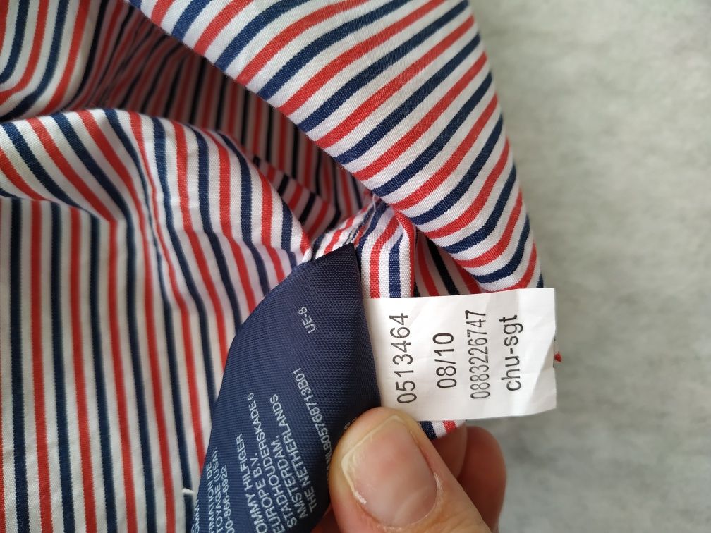 Koszula męska, Tommy Hilfiger, M, paski, długi rękaw, czerwień