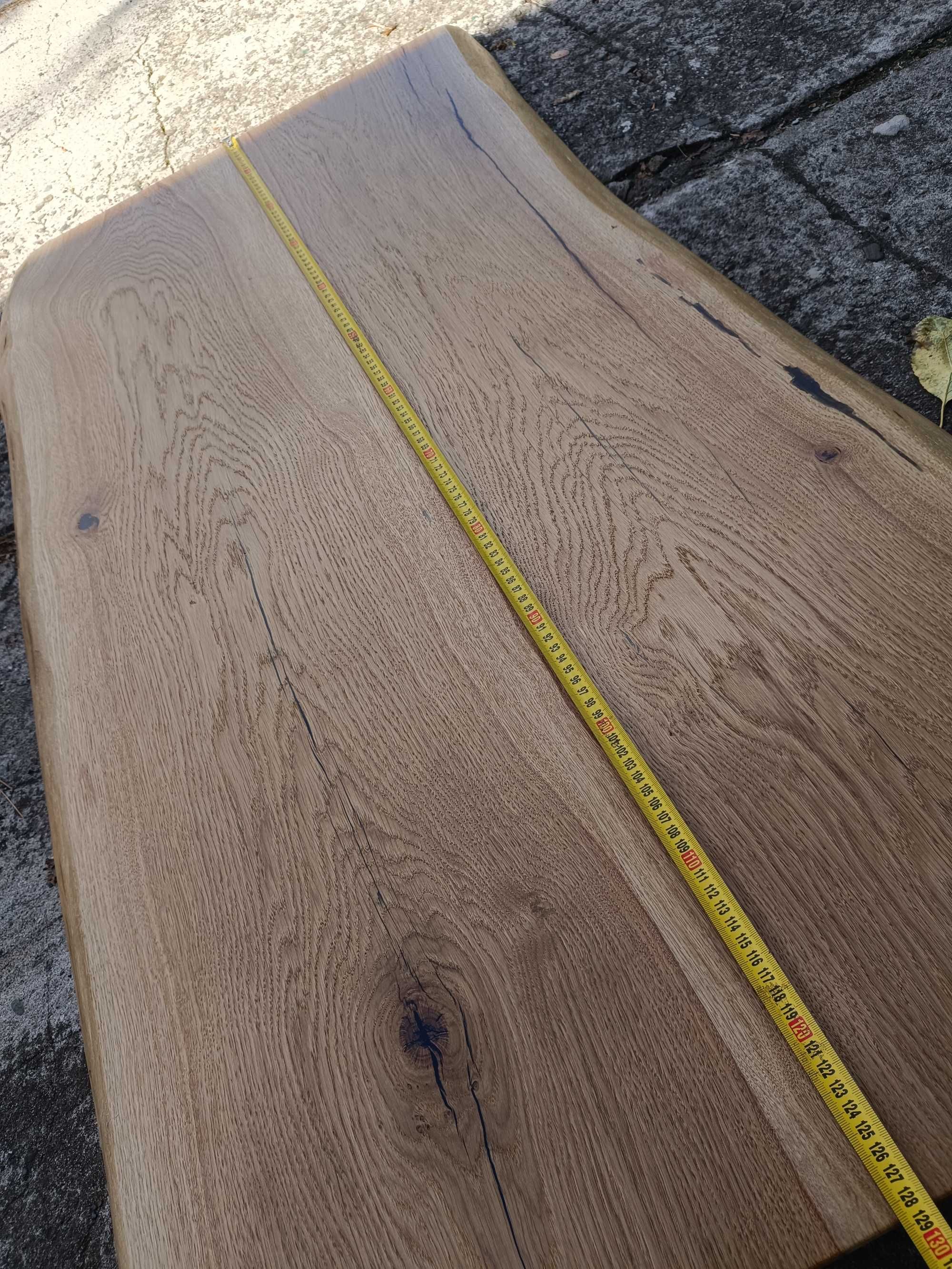 Rustykalny blat dębowy na biurko ławę Live Edge 130x73