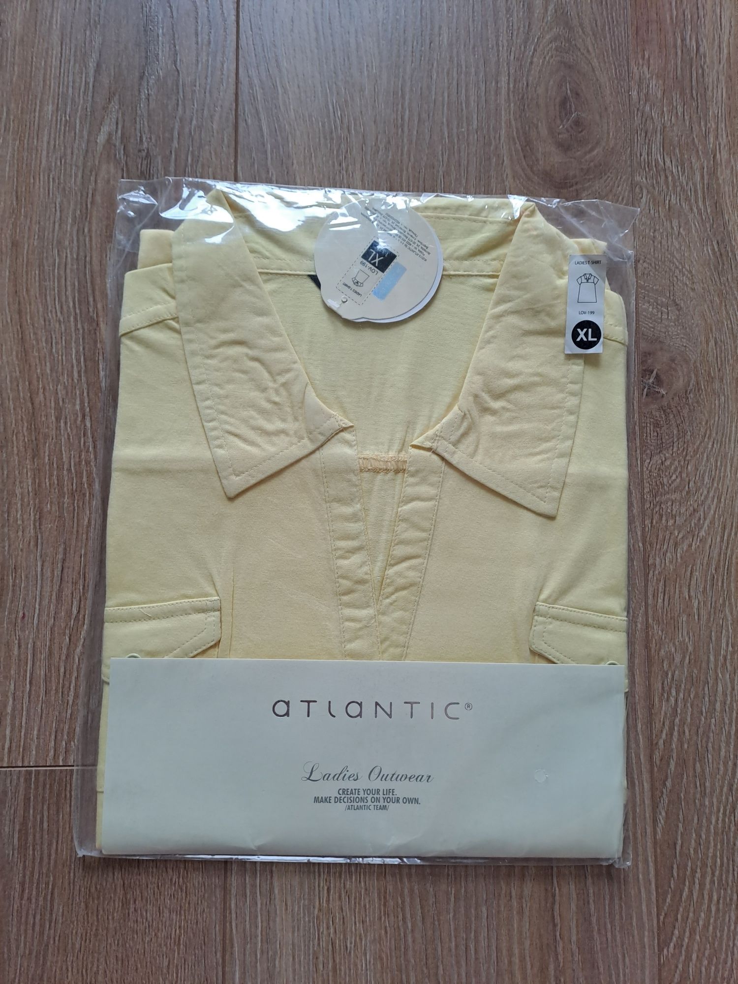 Bluzka polo Atlantic, rozmiar XL, bawełna, żółta