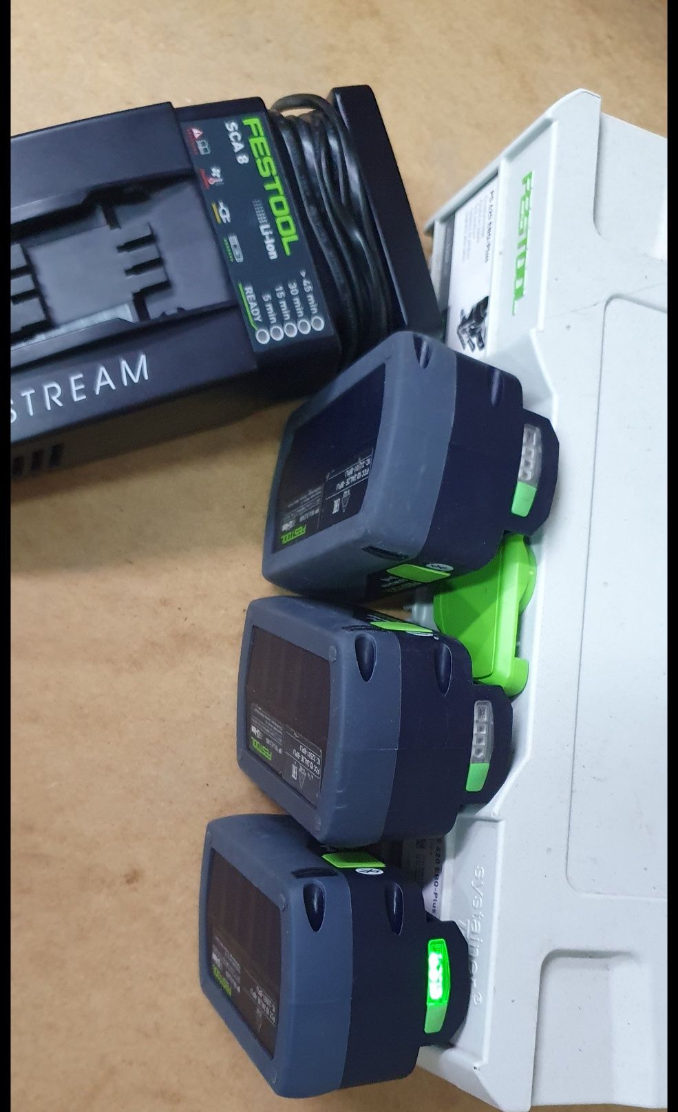 3 aku festool airstream 18v i szybka ładowarka sca8 jak protool