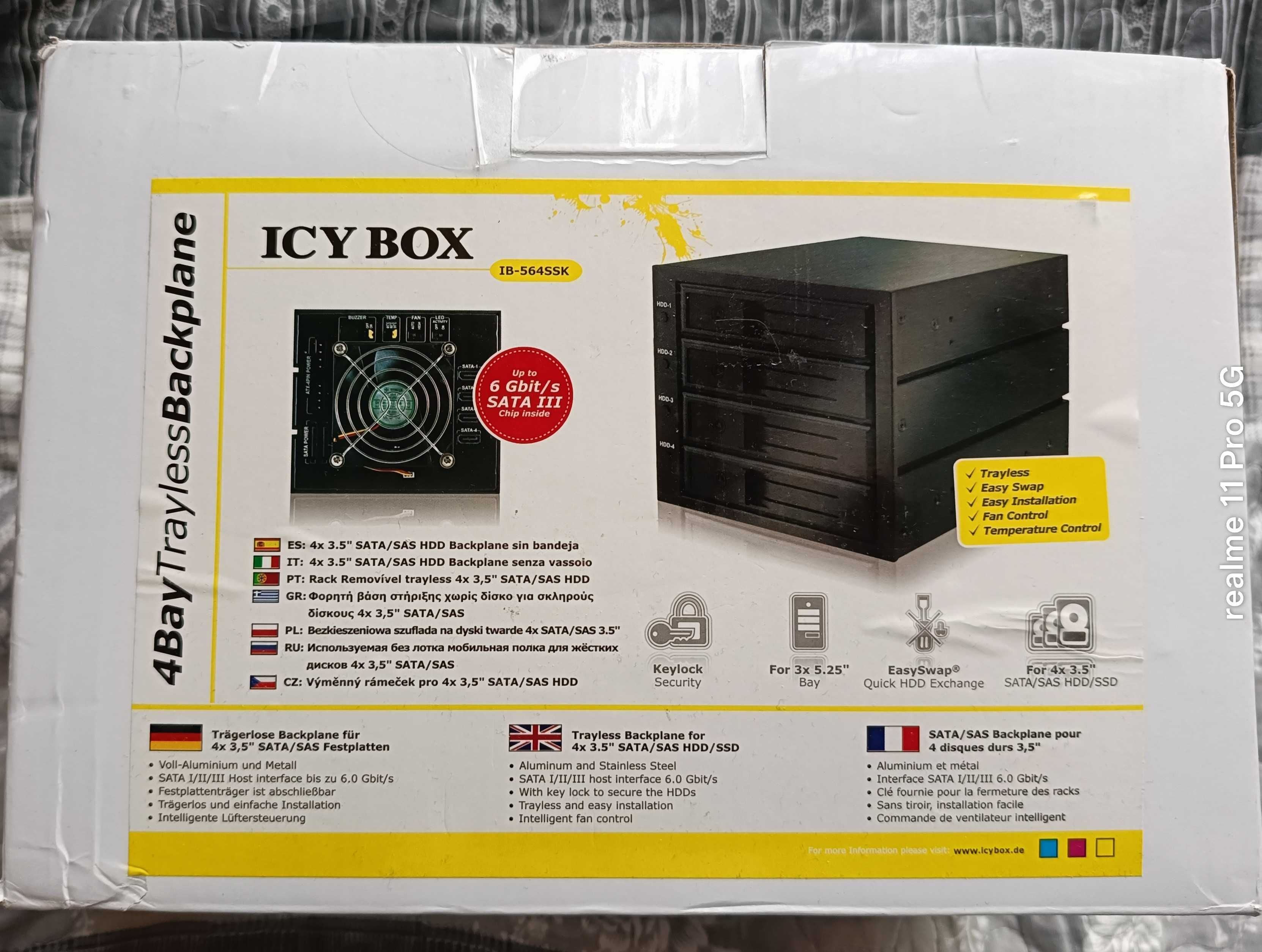 Kieszeń Icy Box IB-564SSK 4x 3.5 HDD w zatoce 3x 5.25 6Gb/s SATA SAS