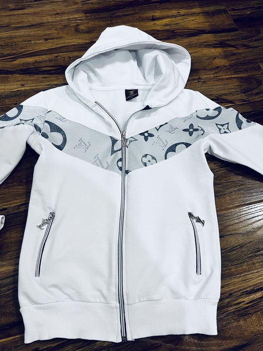 Biała bluza z kapturem LV Louis Vuitton logo
