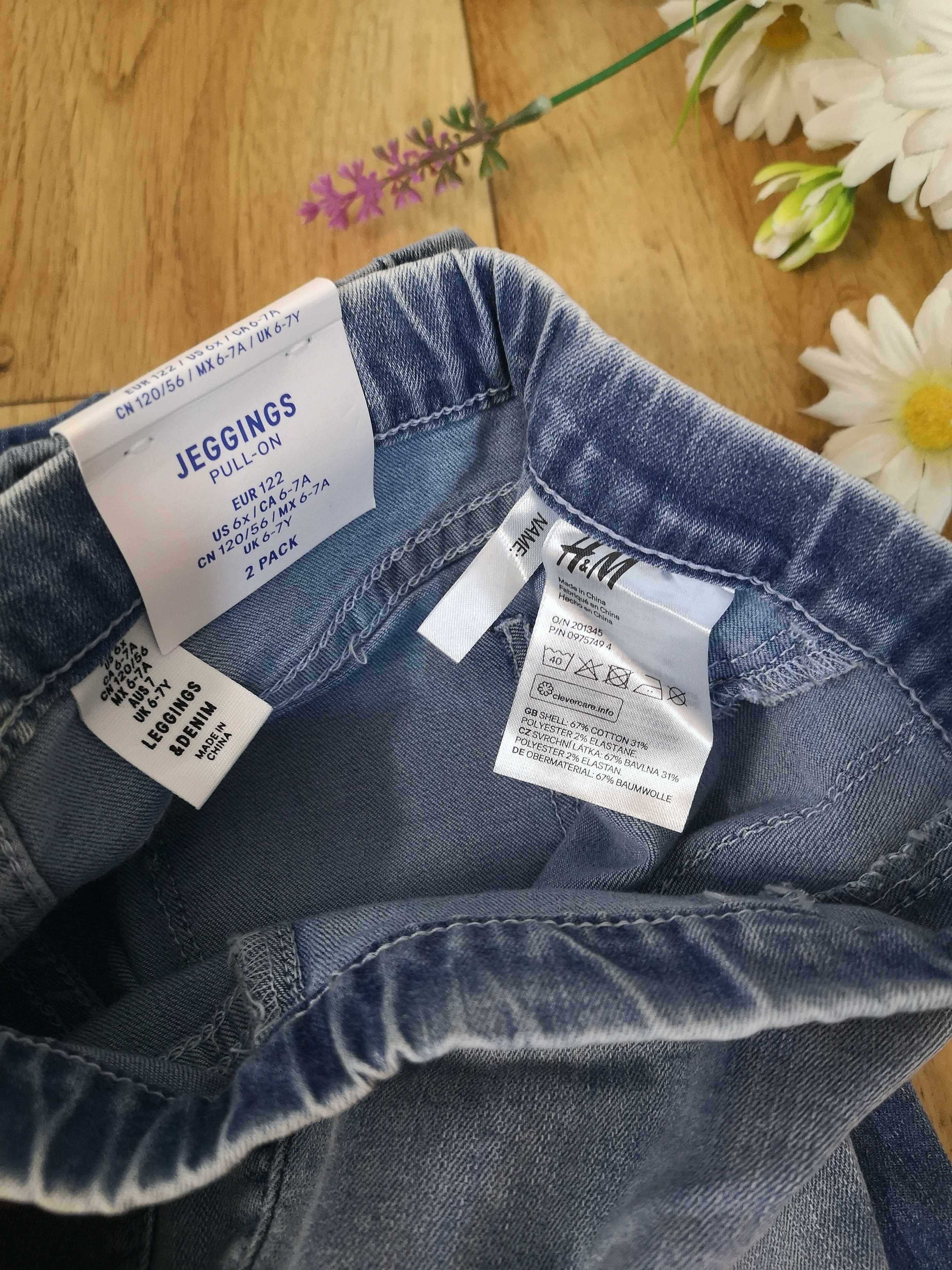 Komplet legginsów jeansowych dziewczęcych H&M r.122 NOWE