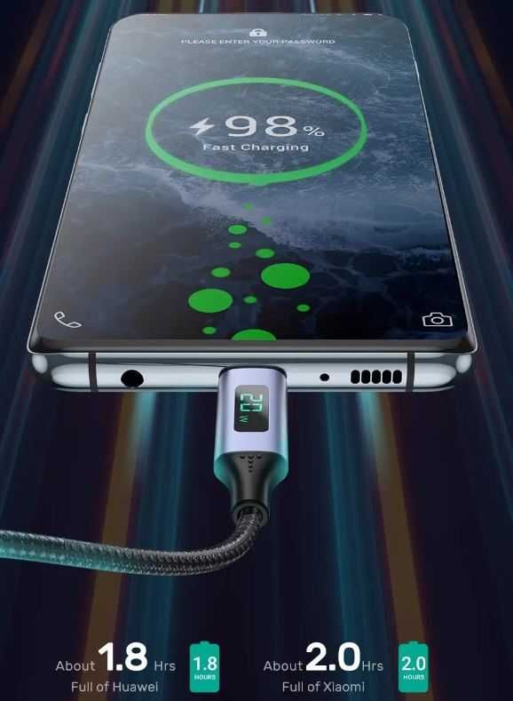 Kabel USB C  z wyświetlaczem