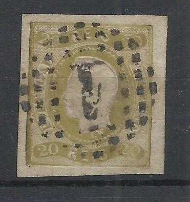 Selos portugueses - 1 selo 20 Reis de D. Pedro V – 1866 a 1867