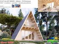 NOVO Casa madeira MOOS 52m² - Telhado 97m² - Pré-fabricada T2