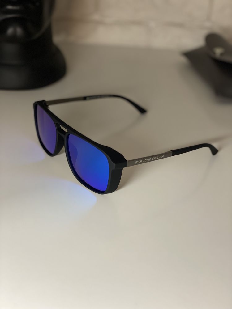 Мужские солнцезащитные очки PORSCHE Polarized синие/оранжевые ЗЕРКАЛО