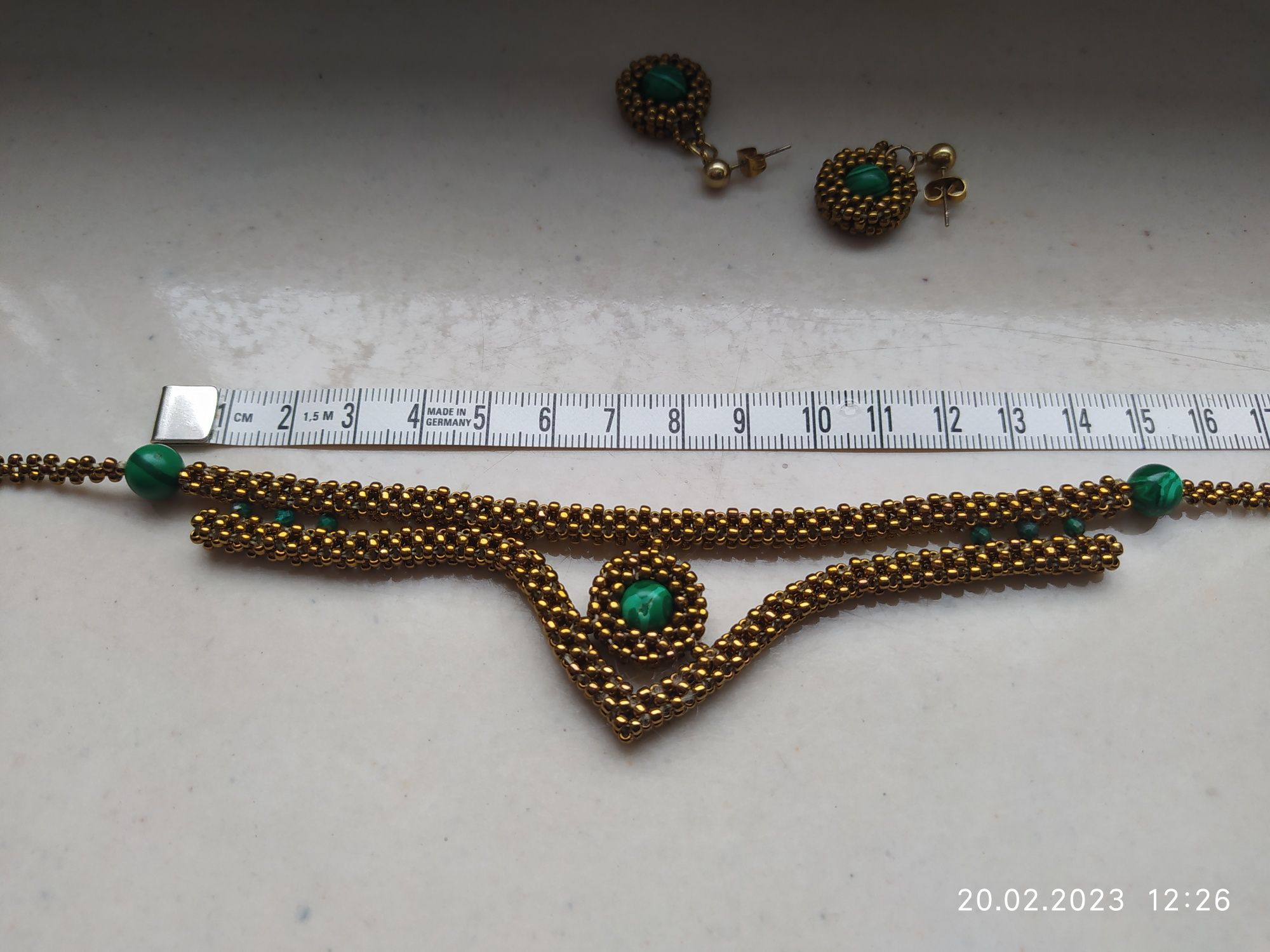 Komplet biżuterii z malachitami