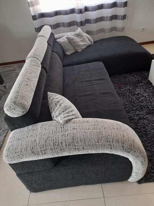 Sofa chaise longue Preto/Branco