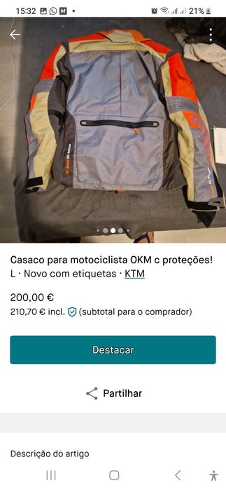 Blusão KTM com proteções NUNCA USADO