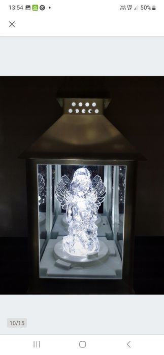 Lampion z aniołkiem świecący na Baterie na grób