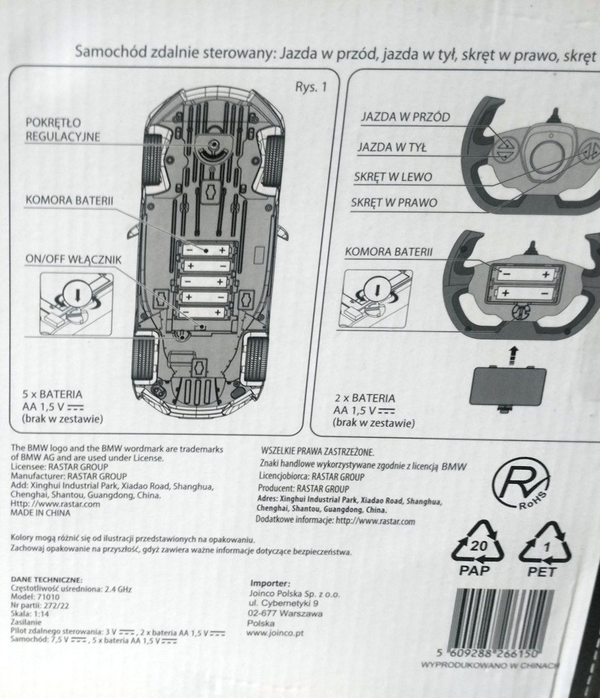 Auto zdalnie sterowane BMW I8 nowe Rastar  skala 1/14