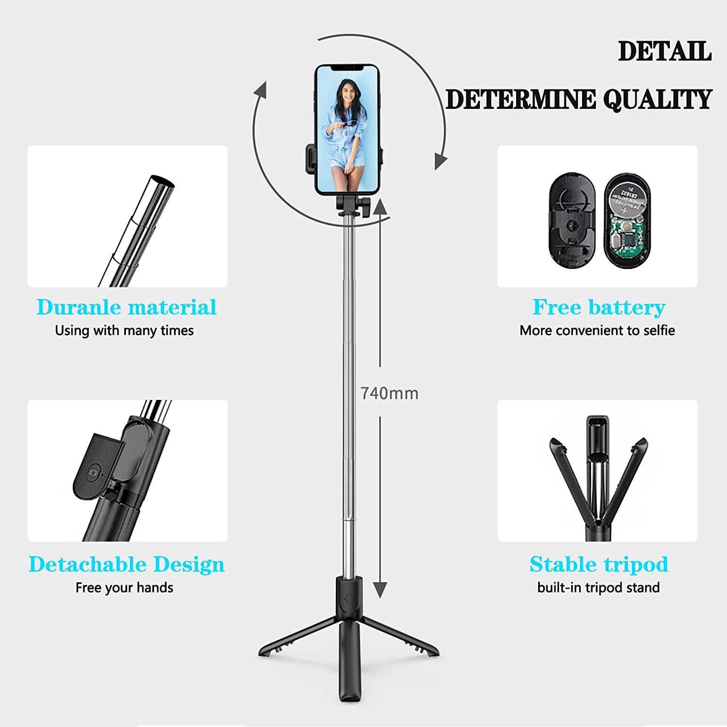 GRIFEMA GB1003 Selfie Stick kijek Bluetooth Statyw tripod 3w1 obrotowy