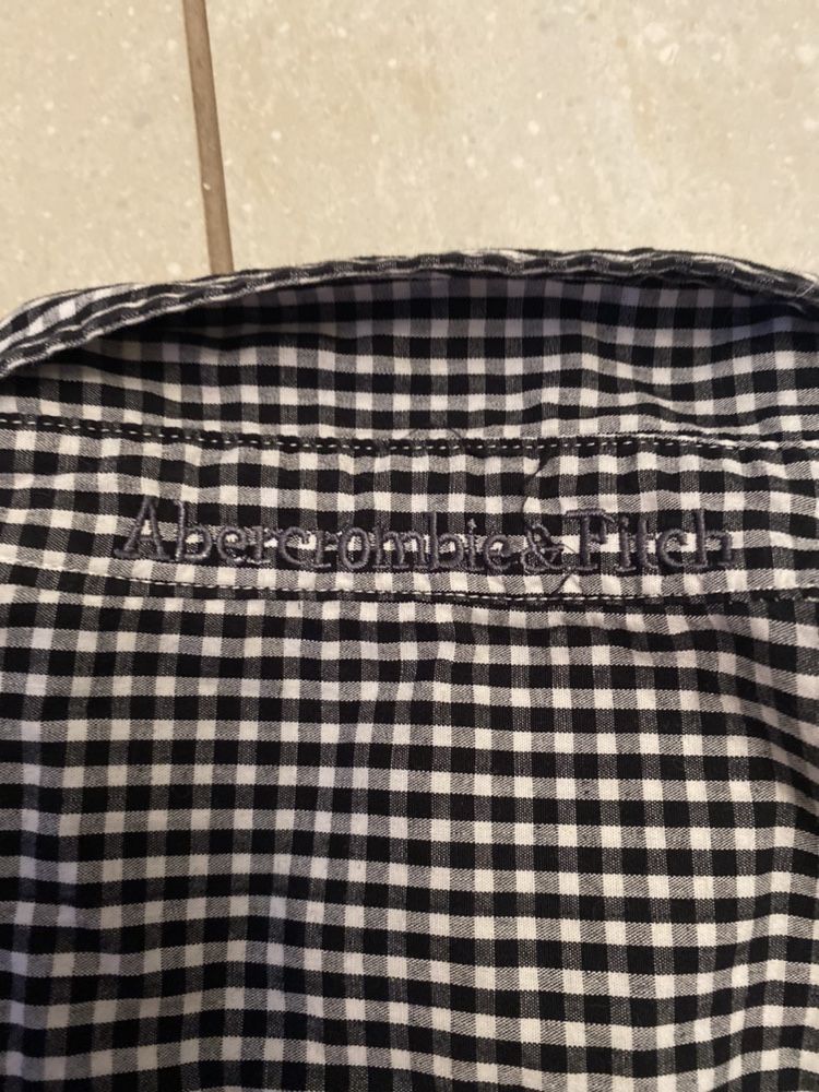 Abercrombie A&F męska koszula w kratkę S/M czarno - biała, ideał