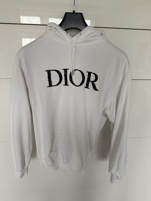 Bluza Dior Galaxy Logo Hoodie – Biała z Kapturem [XL]