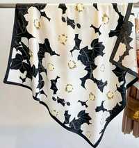 Chusta apaszka kwadratowa chustka damska w kwiaty 90 cm