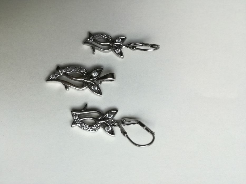 Komplet srebrny sowa