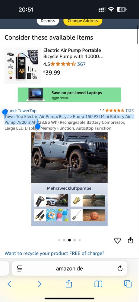 Towet Top Electric Air Pump