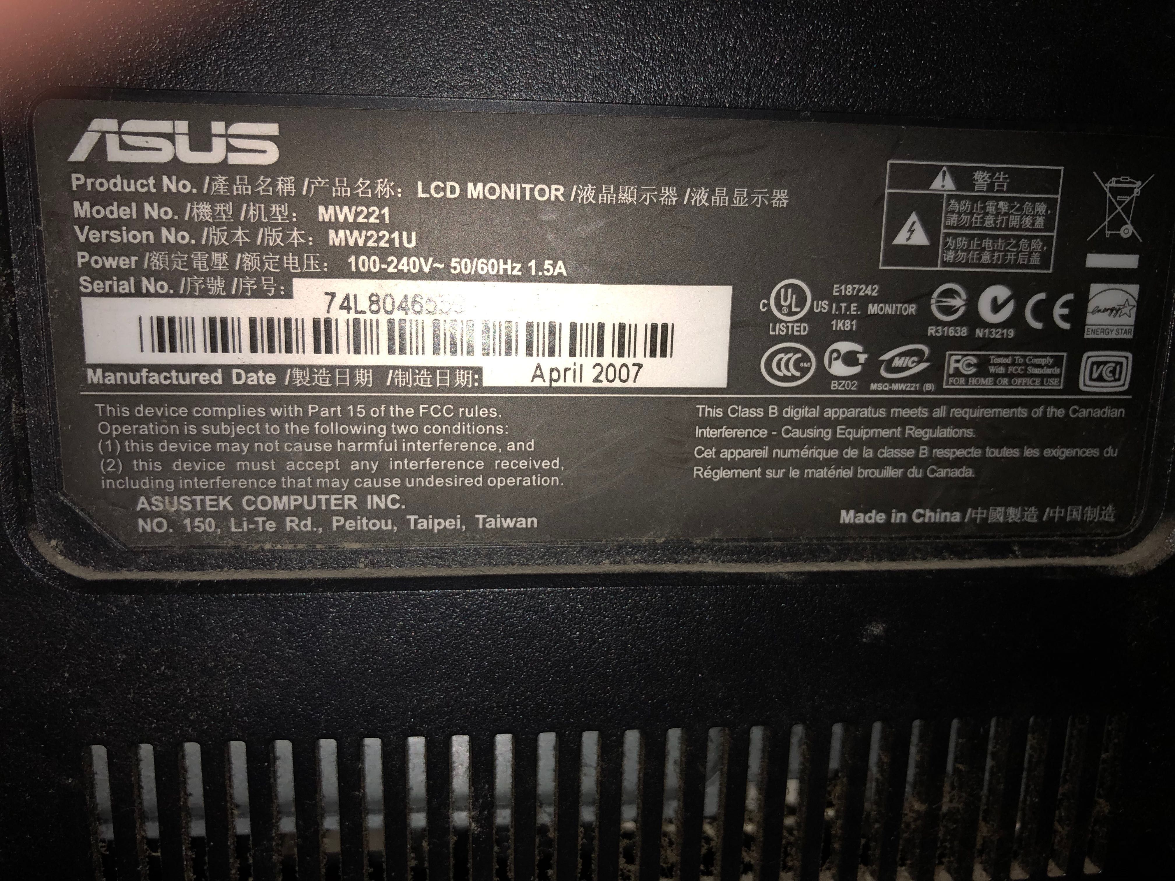 Monitor Asus MW221U 22 cale