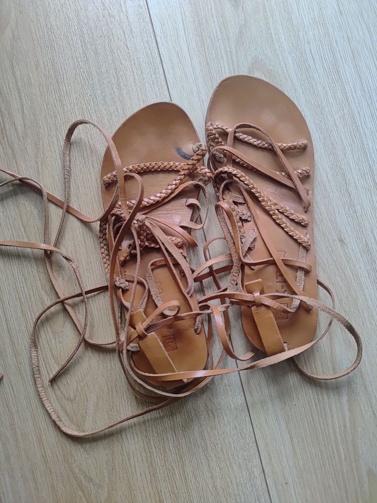 Buty sandały sznurkowe 40 skóra  rzymianki