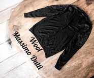 Czarny lekki sweter ażurowy Massimo Dutti koronka kardigan merino wool