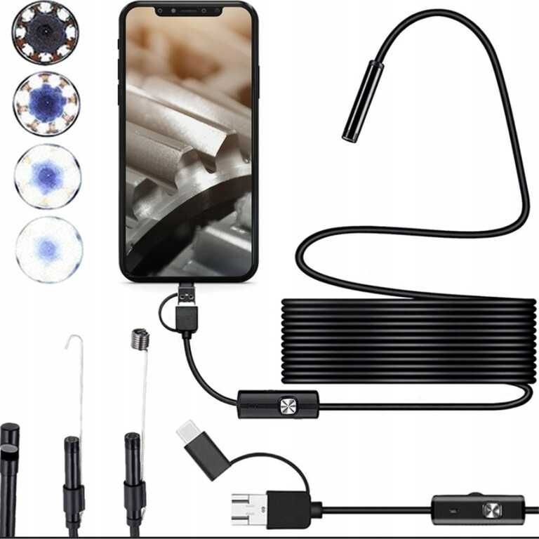 KAMERA ENDOSKOP inapekcyjna 5M 3w1 PC telefonu android Full HD sztywny