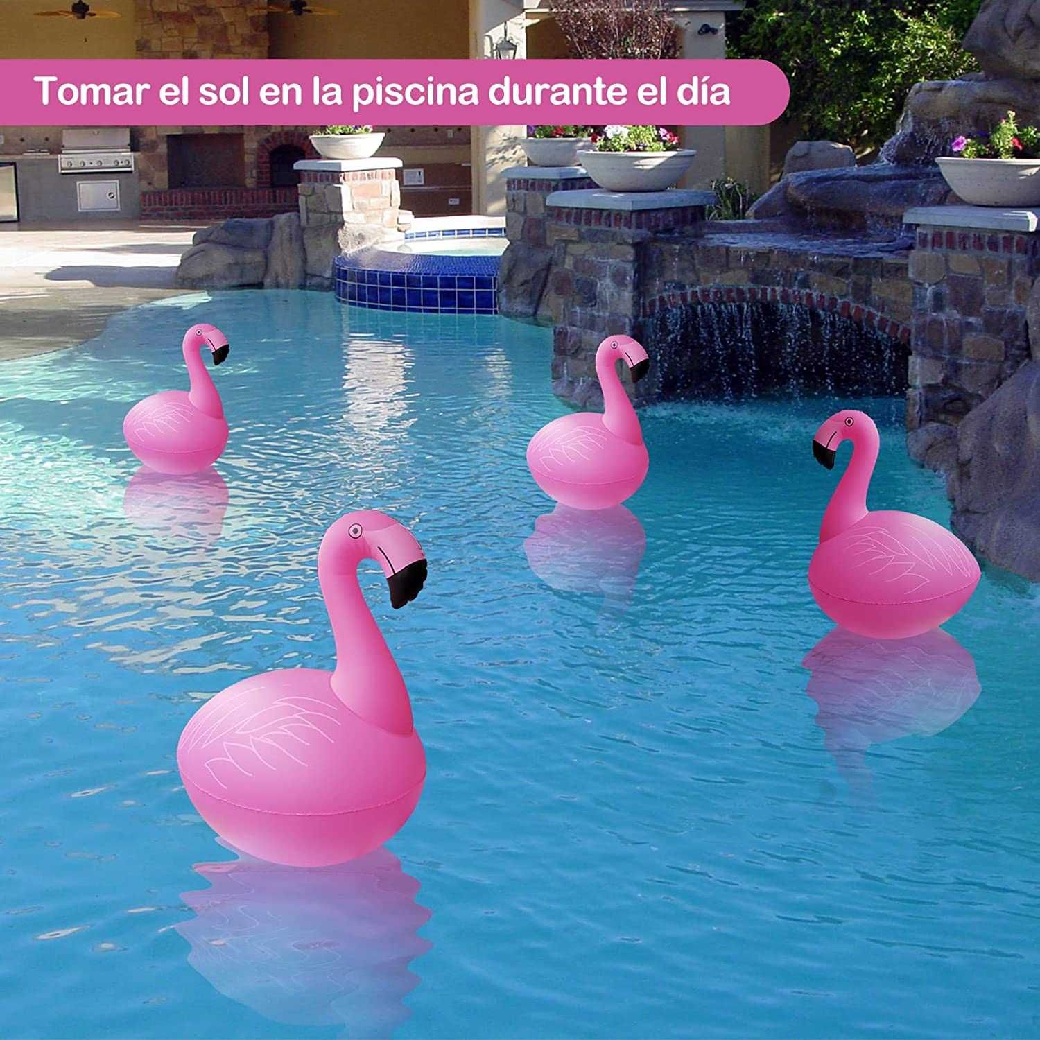 Luzes flutuantes flamingo, candeeiro solar impermeável (2 peças)