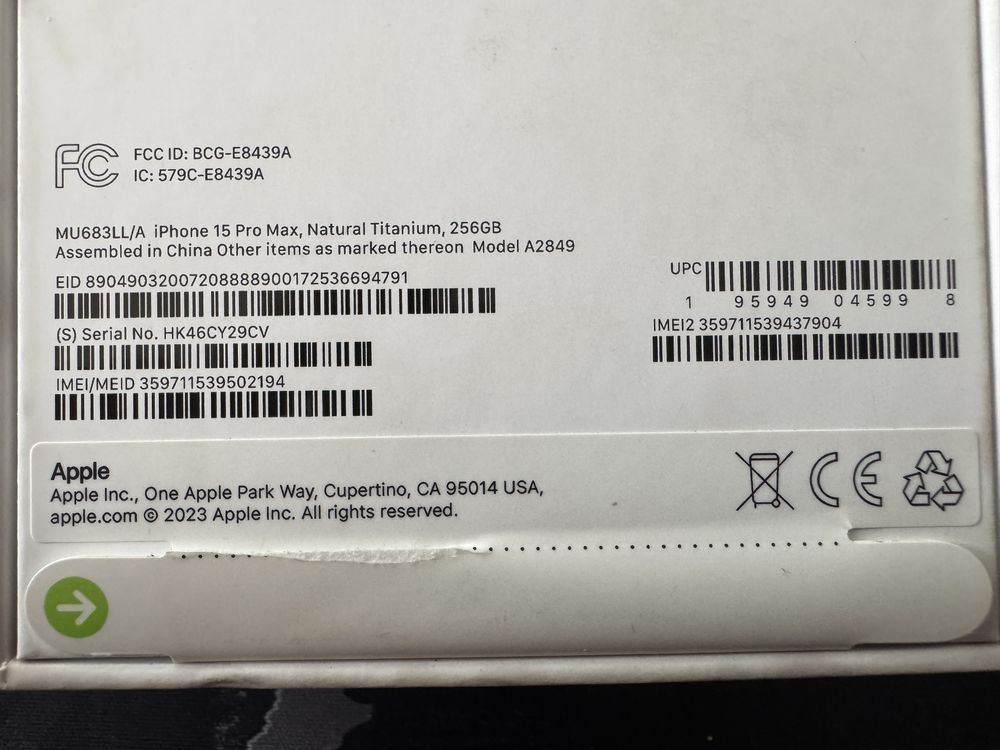 iPhone 15 Pro Max 256gb NT e-sim оригінал з США