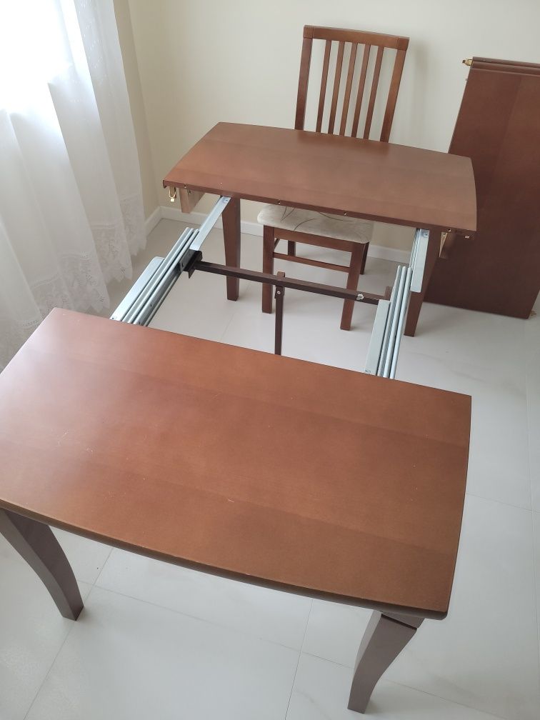 Duży stół kompaktowy/rozkładany, kwadrat/prostokąt 90cm/240cm, krzesła