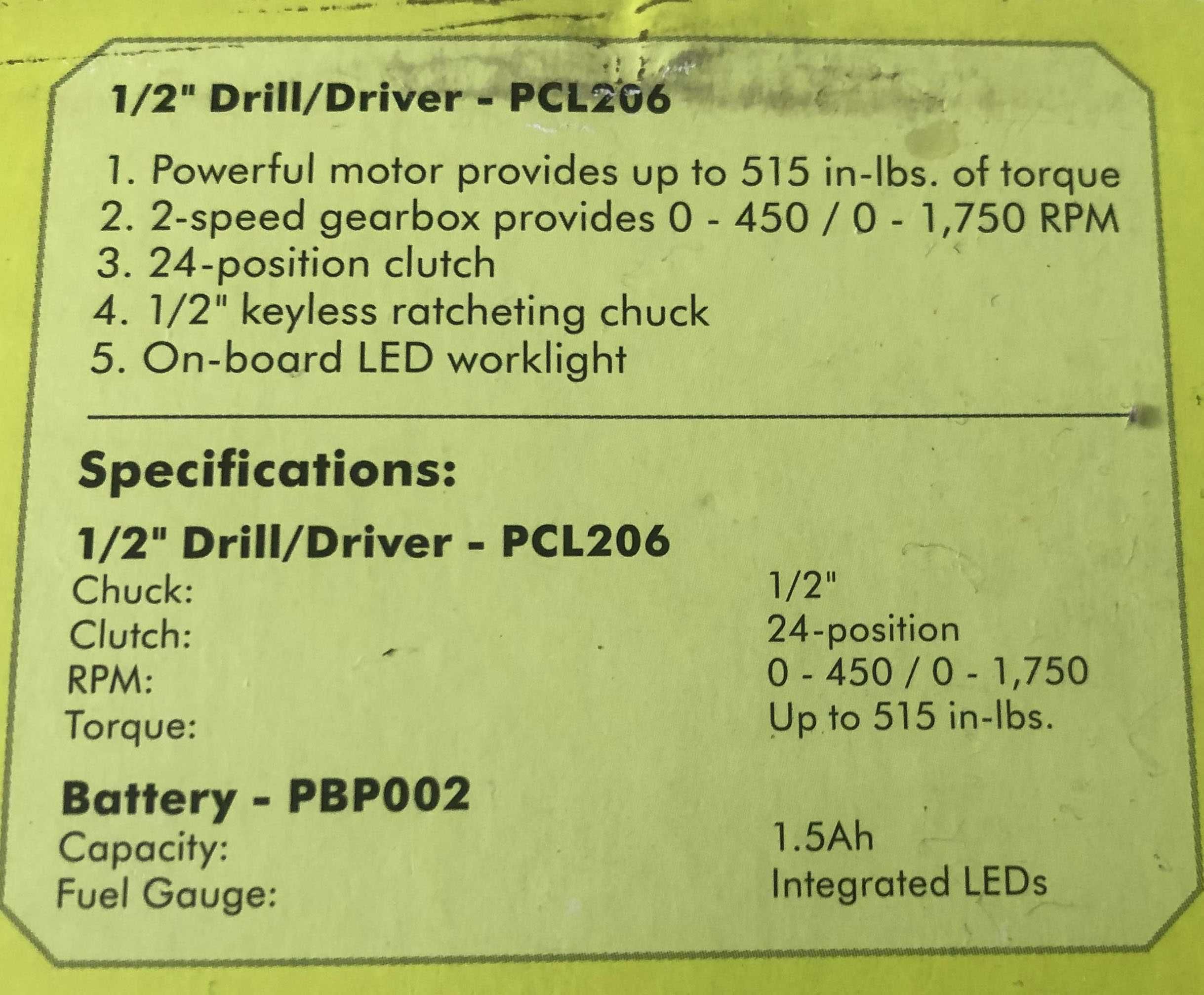 Набір оригінал Ryobi PCL206K1 шуруповерт, акб 18В 1,5А, зарядне з США
