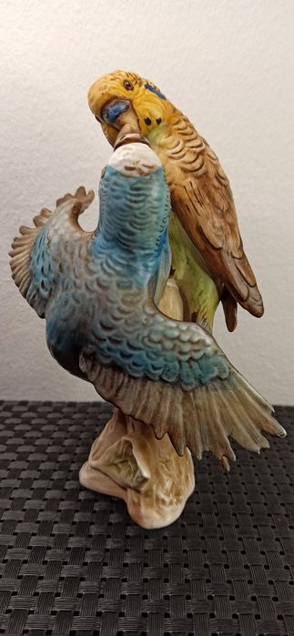Porcelana GOEBEL Papużka Falista 2 Papużki w zabawie H 18,5 cm IDEAŁ