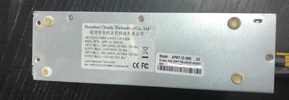 Fonte Alimentação Bitmain AP7W 1800