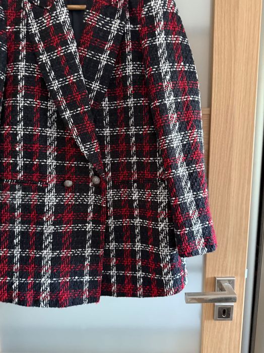 Tweedowa marynarka Zara kratka