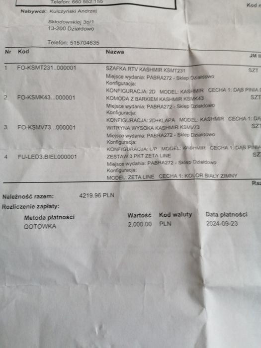 Meble pokojowe NOWE