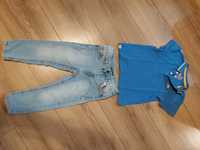 Zestaw chłopięcy: jeansy Reserved i polo FF rozmiar 98