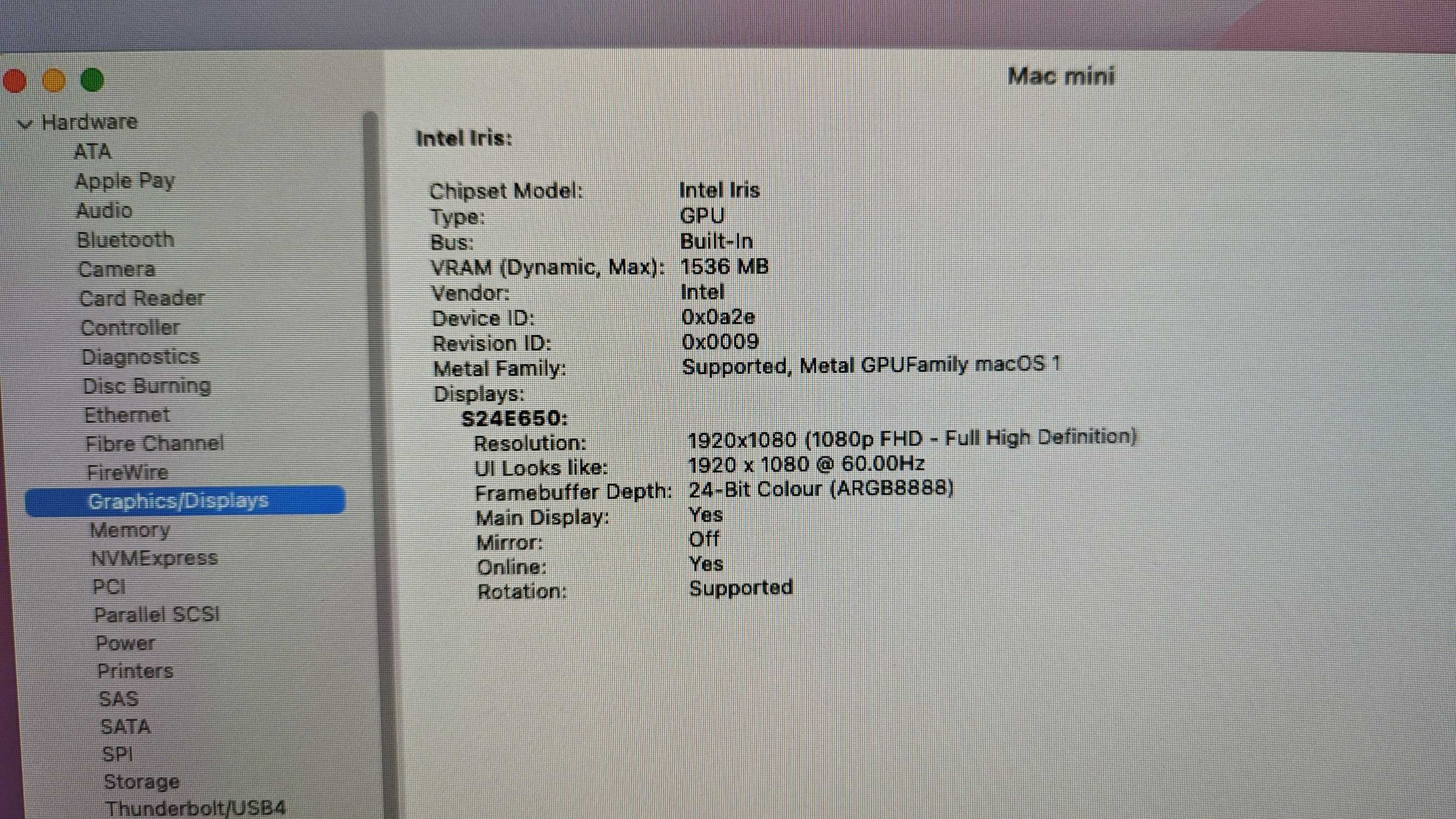 Комп'ютер Apple MacMini + монітор Samsung S24E650, кл., мишка, колонки