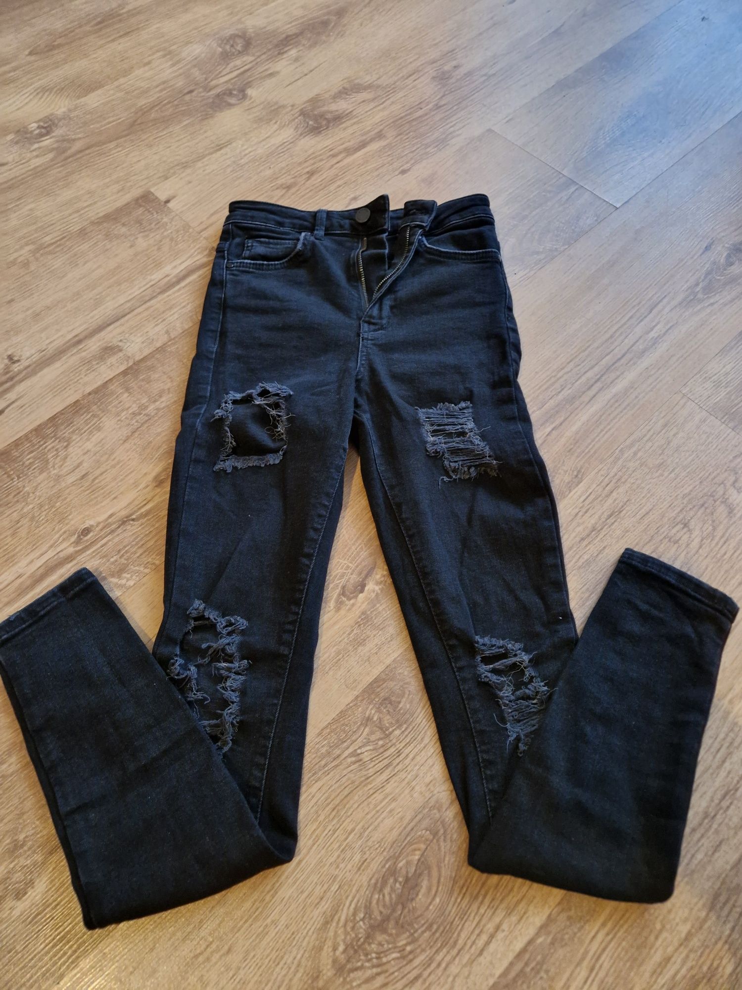 Jeansy rurki czarne XS