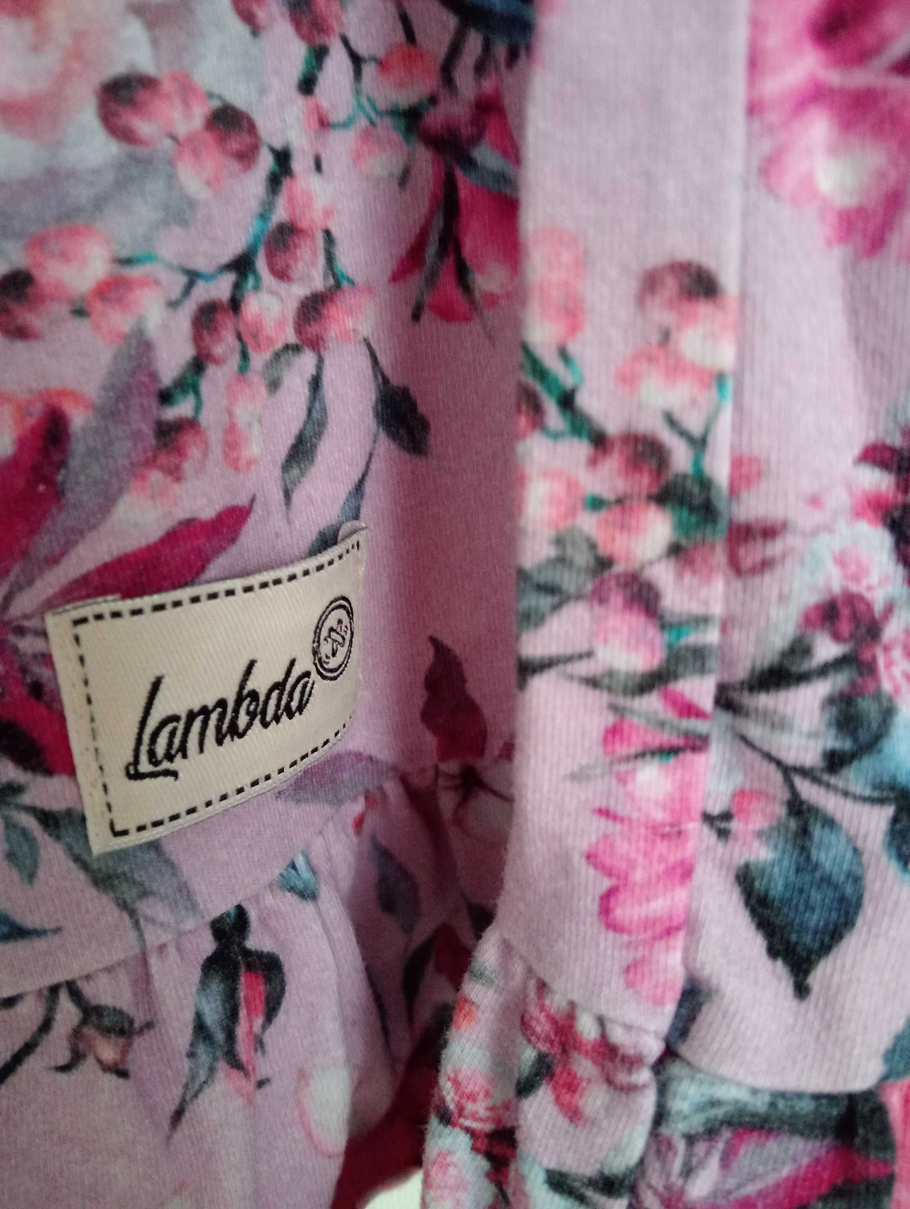 Sukienka z krótkim rękawem kwiaty Lambda 110